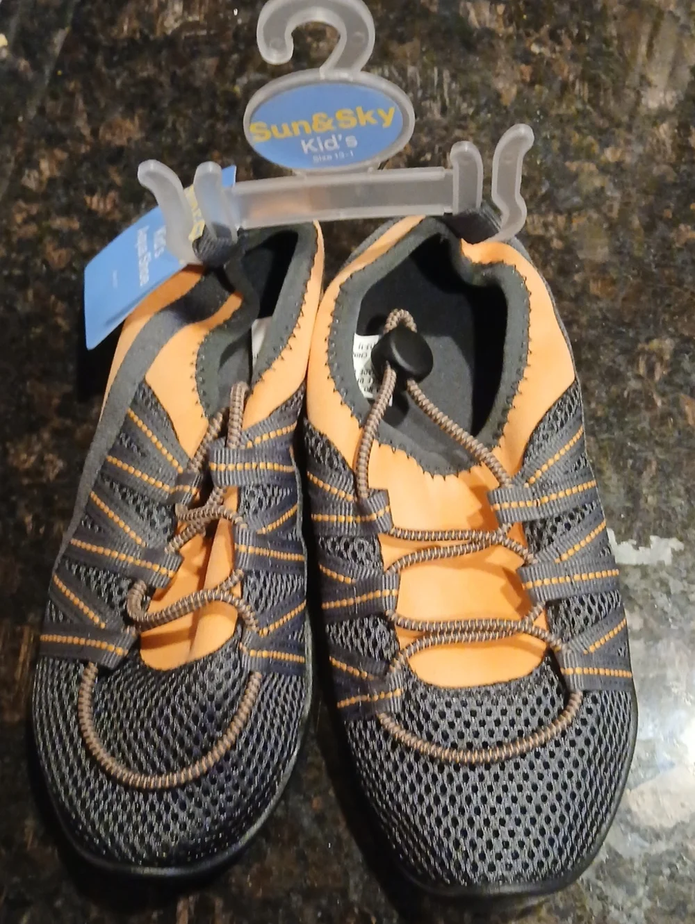 Sun & Sky Kids Orange and Gray Water Shoes with Bungee Fit